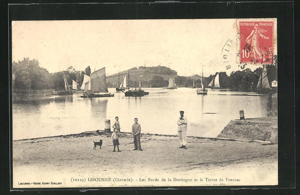 CPA Libourne, Les Bords de la Dordogne and le Tertre de Fronsac