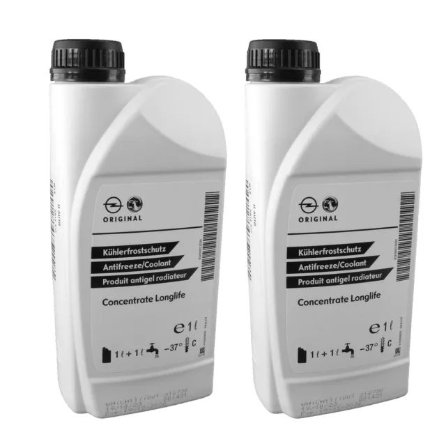 2x Originale Opel Antigelo 1L Protezione Anti Gelo Concentrato Longlife G12+