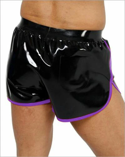 Boxer 100% gomma lattice neri vita media pantaloni 0,4 mm taglia fissa