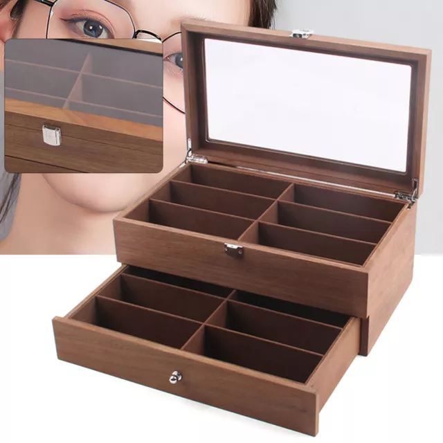 Eyeglass Display Wooden Case Sunglass Glasses Storage Box Organizer Holder Box