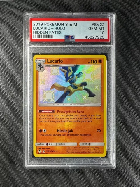 Pokemon: Lucario Hidden Fates SV22/SV94 PSA 10