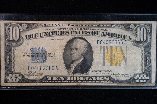 RARE 1934-A $10 Silver Certificate North Africa Note in Great Condition!