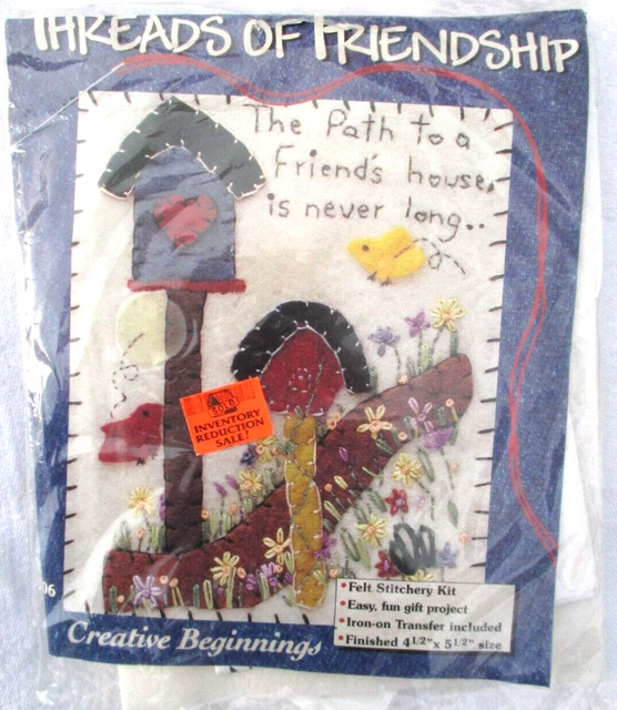 Kit de patchwork de bordado de fieltro Creative Beginnings casa para pájaros 1997 tema AMIGOS