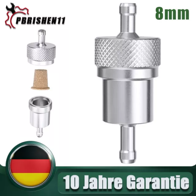 Universal Kraftstofffilter 8mm Aluminium KFZ Auto Motorrad Gas Benzinfilter