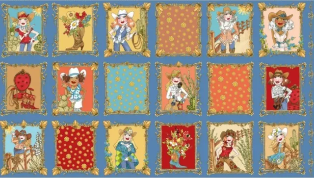 Loralie Designs - Whoa Girl Western Quilting Fabric Panel - Cowgirl and Boots