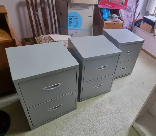 Filing Storage Cabinet 2 Drawers Home Office Organiser Organise Files Steel