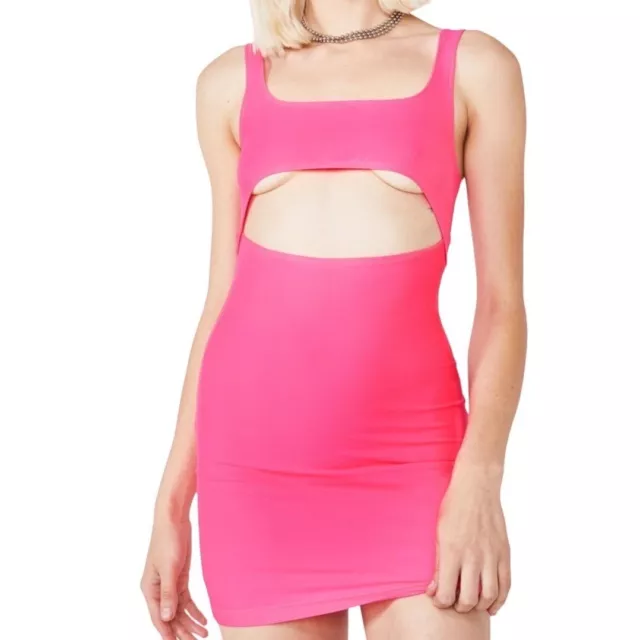 Motel Rocks Sleeveless Bodycon Front Cutout Mini Dress Pink Size Medium NWT