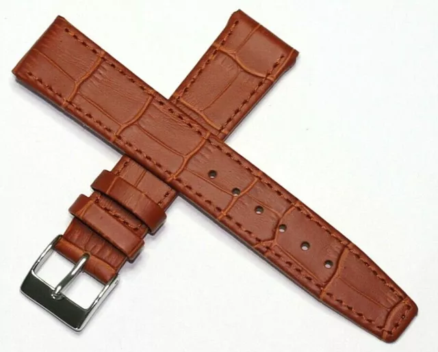 EASY FIT CLIP ON OPEN ENDED LEATHER WATCH STRAP TAN 12MM to 20MM WITH FREE POST