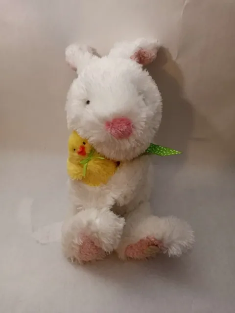 Hallmark 12" Plush Stuffed White Bunny Rabbit Holding Chick Easter WORKS Talks