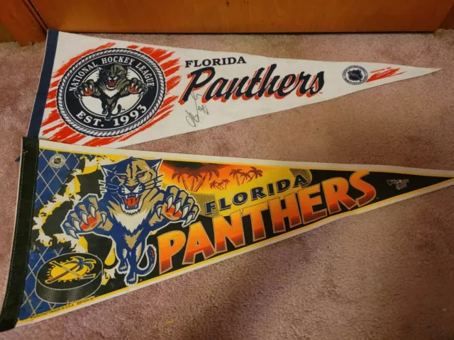 NHL Hockey Florida Panthers Vintage Signed Pennants