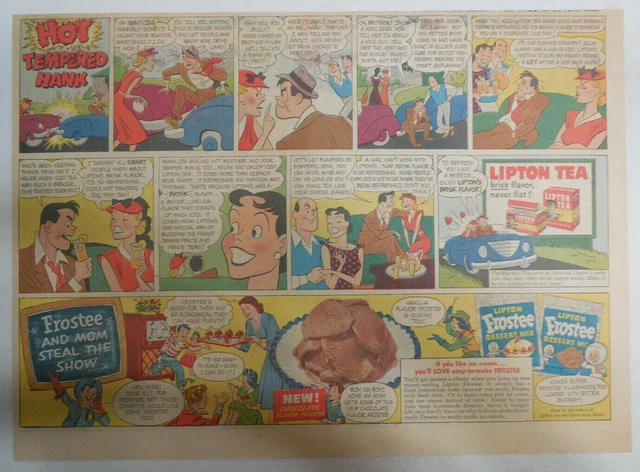 Lipton Tea Ad: "Hot Tempered Hank" from 1930's-1940's 11 x 15 inches