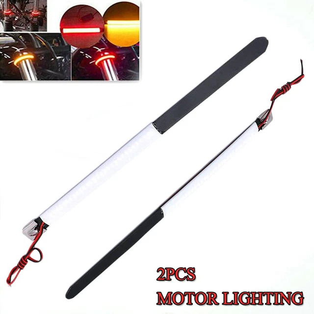2/4X 12V Motorcycle LED Shock Front Strobe Strip Amber Light BLinking Turn Signa