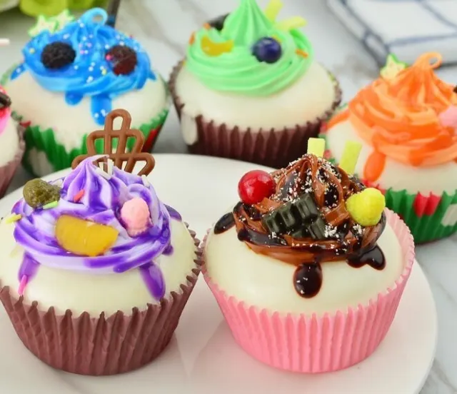 Food Sample Cupcake Buttercreamcolorful Topping Set Of