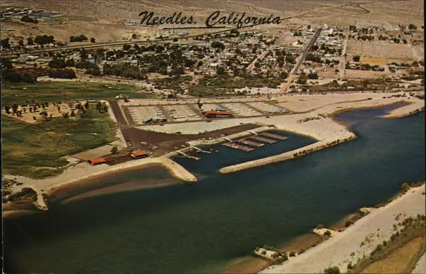Needles,CA Aerial View San Bernardino County California Columbia Chrome Postcard