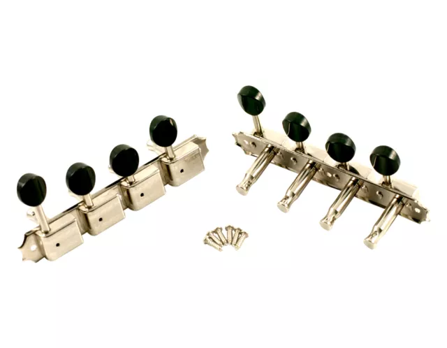 Kluson Supreme F Type Nickel Mandolin tuners, 18:1 Ratio, Black Buttons