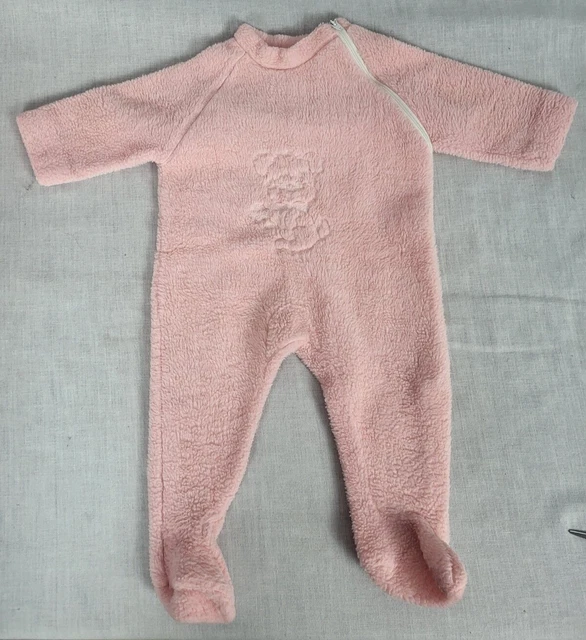 70s-80s VTG BABY GIRL Romper one piece Pink Footsie Outfit sleeper 9-12mo / M