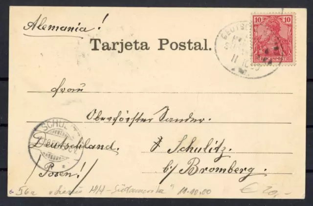 Ansichtskarte Bilbao Dt. Seepost nach Schulitz Kreis Bromberg - b10782