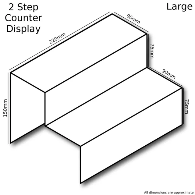 2 Step Small Large Tier Clear Acrylic Perspex Retail Counter Display Riser Stand