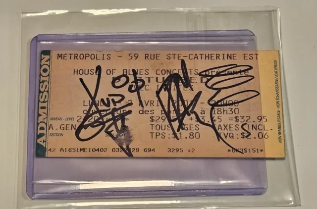 4/2/2001  Montreal House Of Blues MUDVAYNE Band Autographed Signed Ticket Stub