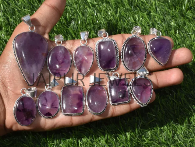 1000 Stck. Amethyst Edelstein Anhänger Großhandel Schmuck 925 versilbert Wh-19