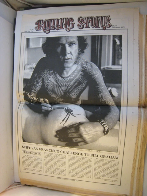 Periódico vintage de Rolling Stone, historia y fotos de Lyle Tuttle