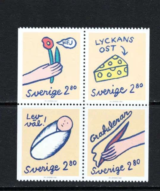 R3928 Sweden 1992 Greetings stamps BLOCK MNH