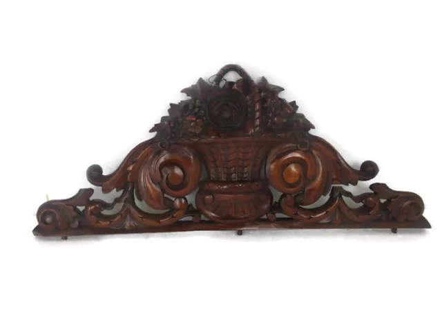 Carved Wood  Pediment Over door Basket Architectural Antique Reclaimed WOW