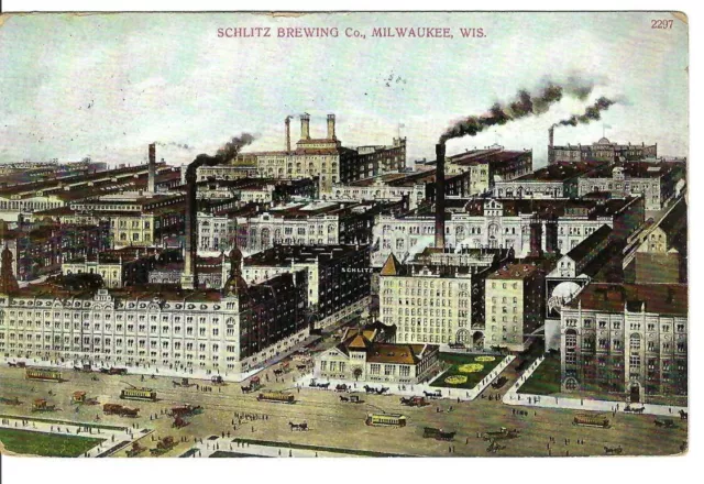 CK-065 WI, Milwaukee, Schlitz Brewing Company Divided Back Postcard 1907 Cancel