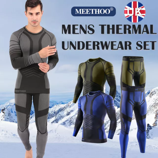 Mens Compression Base Layer Thermal Shirt Top Leggings Set Long Johns Warm UK