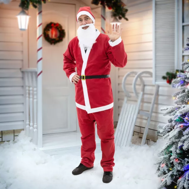 Costume da Babbo Natale 5 pz rosso bianco feste natalizie travestimento adulti