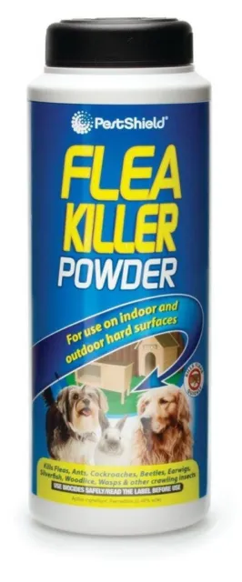 PESTSHIELD FLEA POWDER KILLER TREATMENT FOR DOG FLEA BEDS CARPETS FURNTIURE 200g