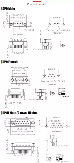 DB9/15/25/37 Pin Hole/Pin Female/Male Welded Connector Serial Port Socket D-SUB 2