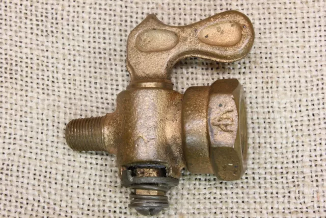 Old Brass 1/4 Turn Valve Gas Line Steam Engine 3/8” FIP 1/8” MIP Vintage