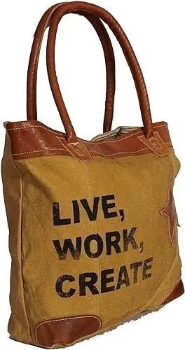 Upcycled Large Canvas shoulder Bag for women canvas tote boho handbag