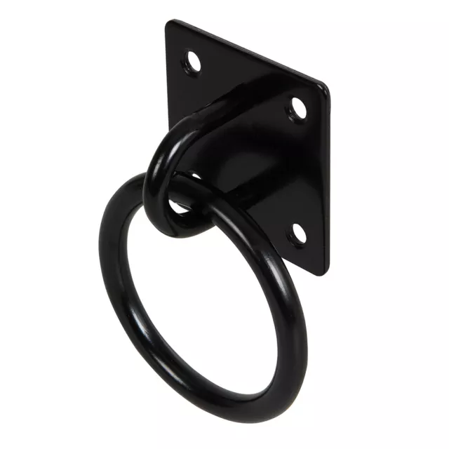 Anello in acciaio nero 50 mm su piastra frontale fune metallica esterna montaggio a parete