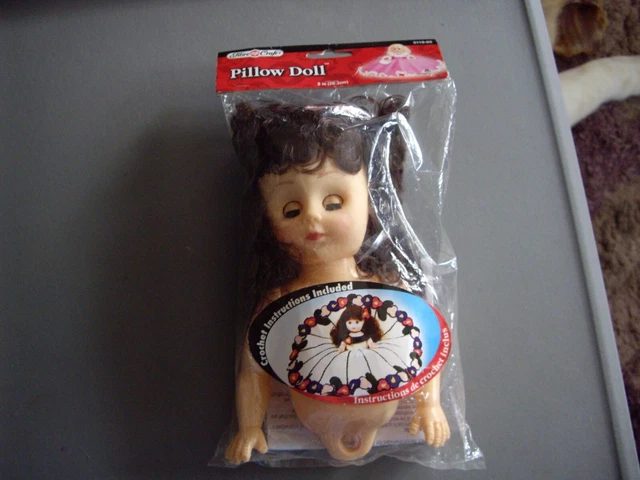 Nuevo kit de ganchillo muñeca almohada cabeza de muñeca, cuerpo para dormir ojos azules e instrucciones