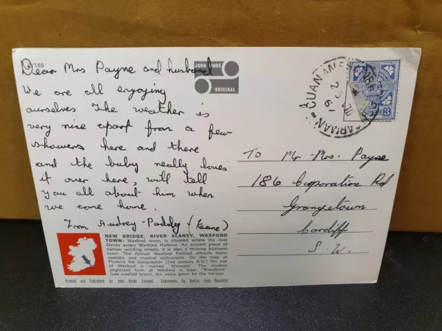 Genealogy Postcard Mr Mrs Payne 186 Corporation Road Grangetown Cardiff