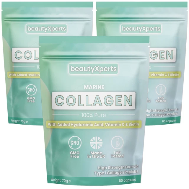 Marine Collagen Peptan + Hyaluronic Acid HB | 360 Cps | For Skin Beauty And Paper Labels | Anti-Ageing | With Vitamin C | Italian Product