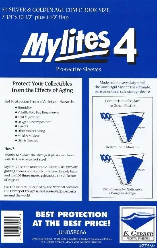 Mylites Heavy Duty 4 mil Comic Book Silver & Golden Age Size 7-3/4" x 10-1/2"...