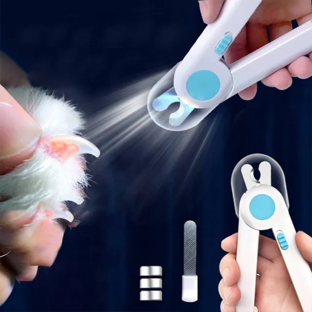 Cortador de uñas para gatos con luz LED lima de uñas perros tijeras de garras amoladora de uñas