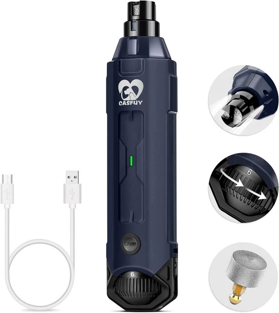 Casfuy 6-Speed Dog Nail Grinder - Newest Enhanced Pet Nail Grinder Super Quiet &