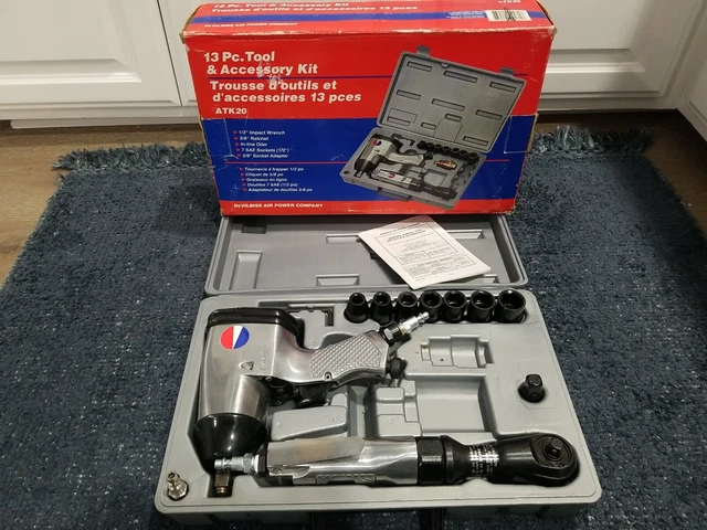Devilbiss 13 Pc Air Impact Wrench Kit 1/2" Dr. Socket Set & Air Ratchet Set