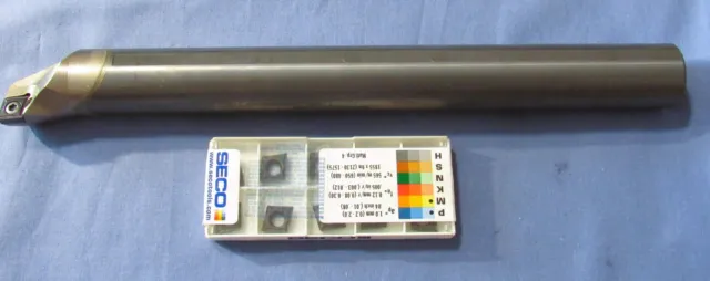 TUNGALOY Borign Bar With 10 Inserts CCMT32.51-F1 1" Dia. X10"OAL Coolant Through