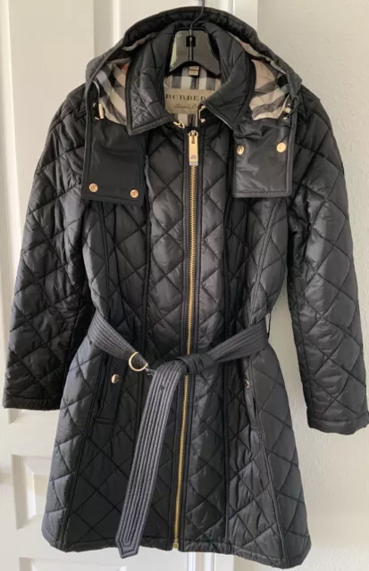 Burberry Baughton Diamond Quilted Coat/Jacket--Black Size S/P