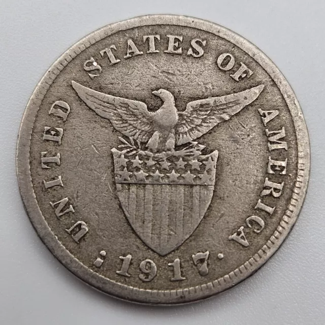 1917-S 5 Centavos Very Fine Philippines US San Francisco Mint Five USA