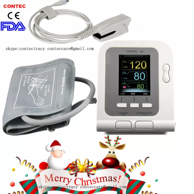 Digital LCD arm Blood Pressure Monitor Heart Beat Rate Pulse Meter,Spo2 probe,CE