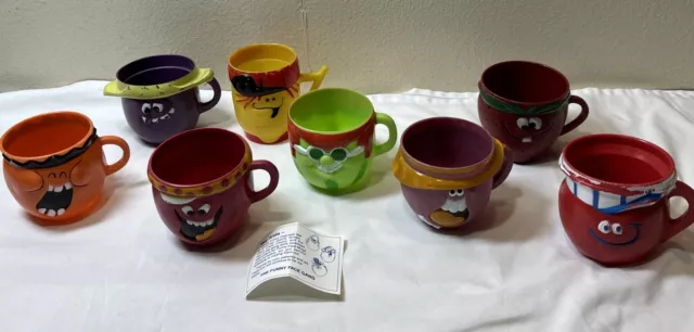 8 Vintage 1970s Pillsbury Kool Aid Funny Silly Face Plastic Cups Mugs !!