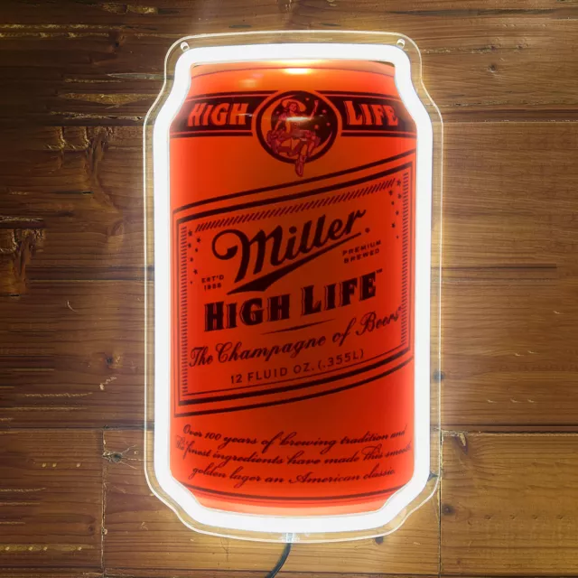 Miller High Life Beer Can LED Neon Sign Vintage Style Bar Pub Man Cave Light K1