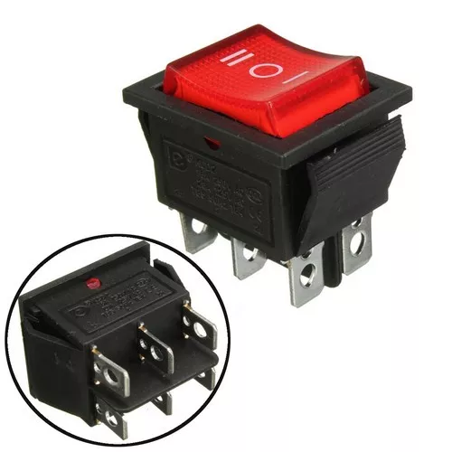 MWR-OFO-120-10R 110/220VAC ON/OFF/ON DPDT rocker switch illuminated red