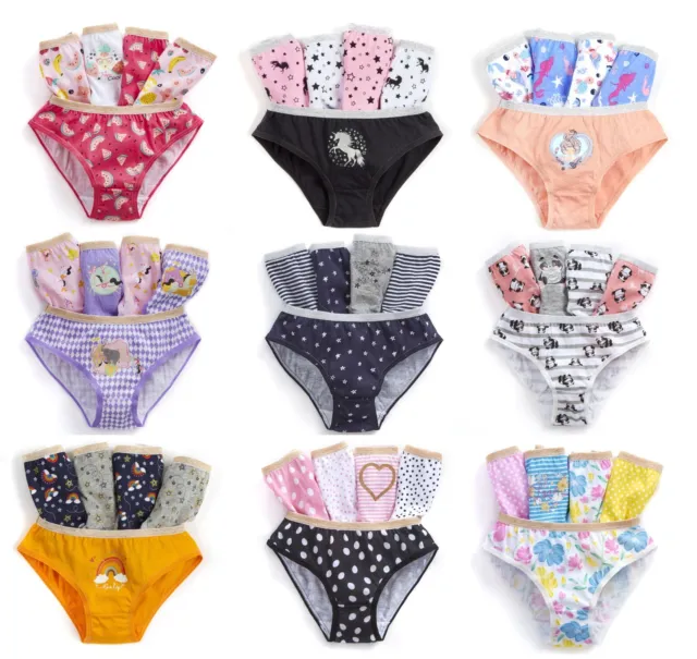 Girls Briefs 5 Pairs Pants Cotton Knickers Underwear Kids New Ages 2 - 13  Years